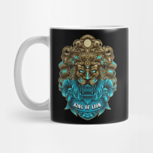 King of Lion with neon color and ornament Mug